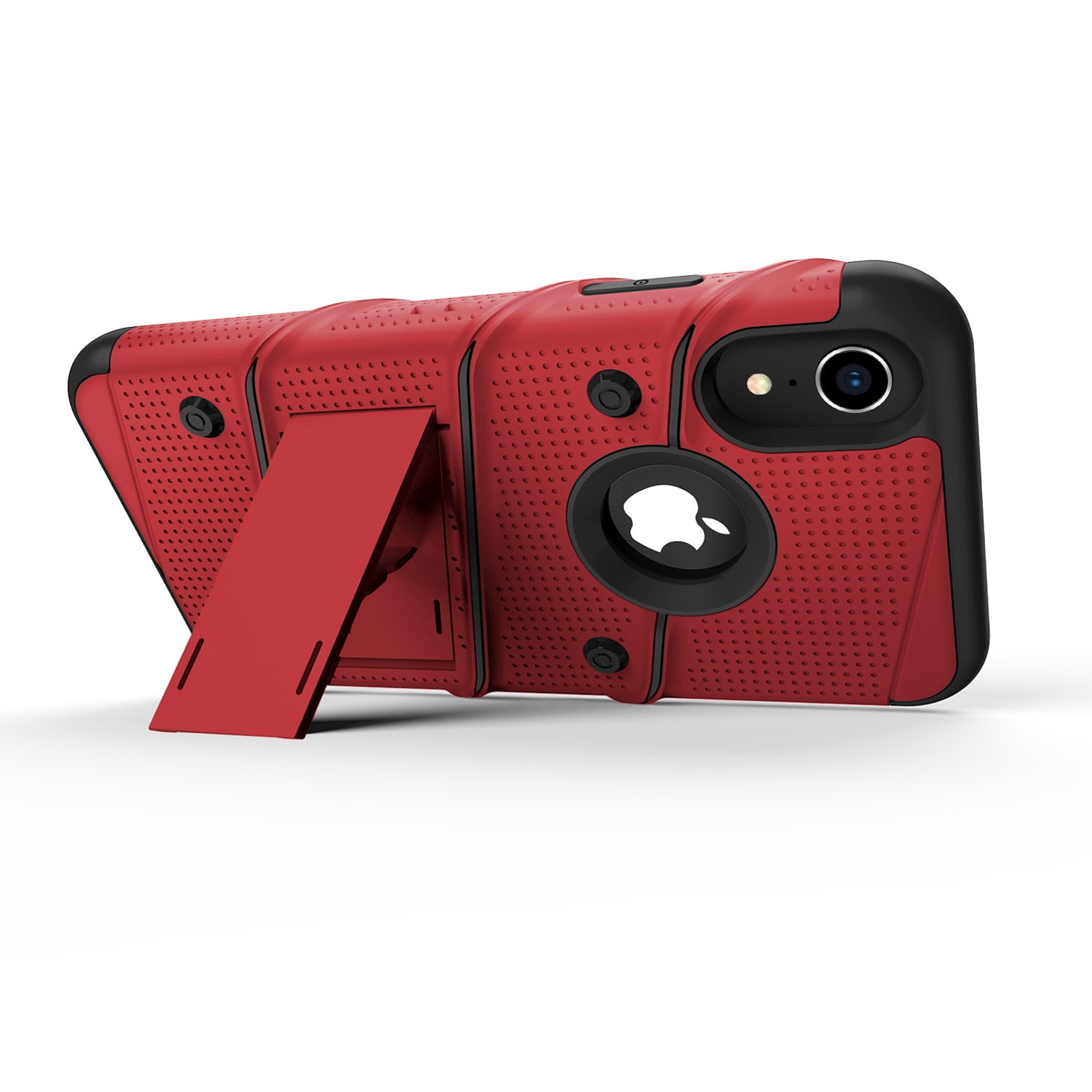 ZIZO Bolt Series for iPhone XR Case with Screen Protector Kickstand Holster Lanyard - Red & Black