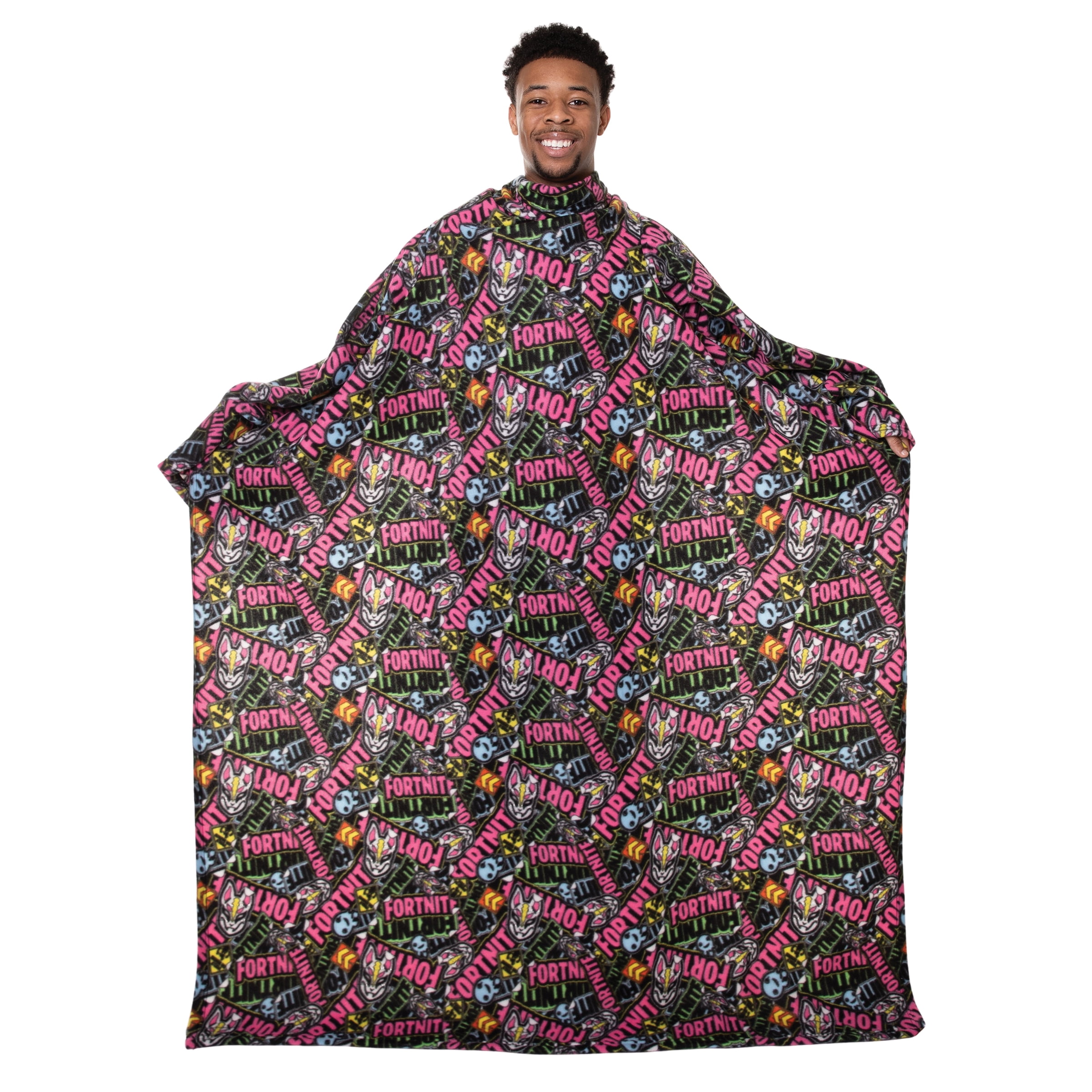 Snuggie Fortnite Graffiti Original Wearable Blanket with Sleeves, Super Soft Fleece