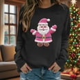 thumbnail image 4 of Aobny Long Sleeve Plus Size Shirts Black Sweatshirt Christmas Tops Crew Neck Pullover Women Santa Work Shirts for Women Business Casual,L, 4 of 6