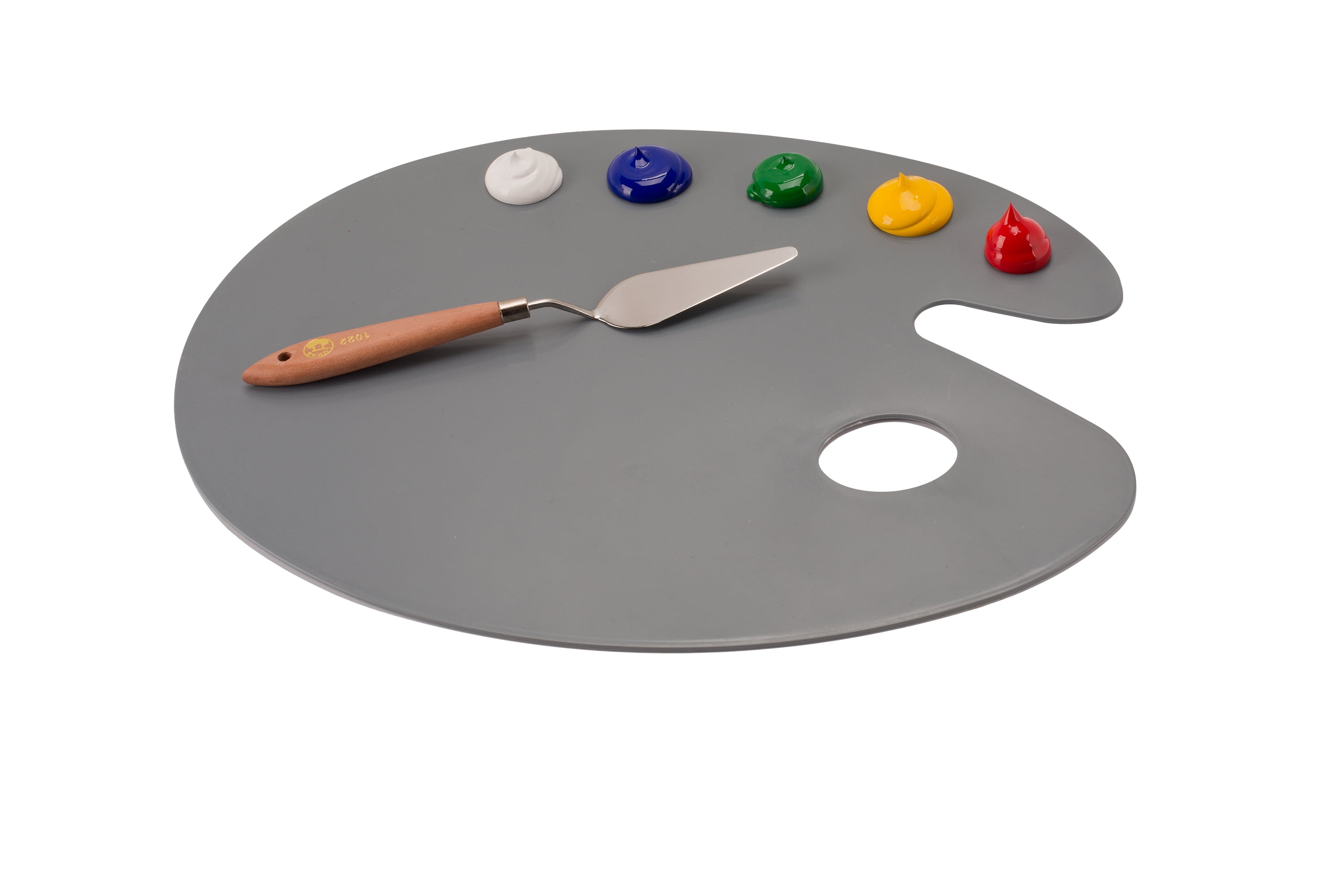 Soho Urban Artist Neutral Gray Artist Paint Palette - Oval Arm Easy Clean Up Palette For Acrylics, No Stains and Paint Peels Off Once Dried - 11.75" x 15.75"