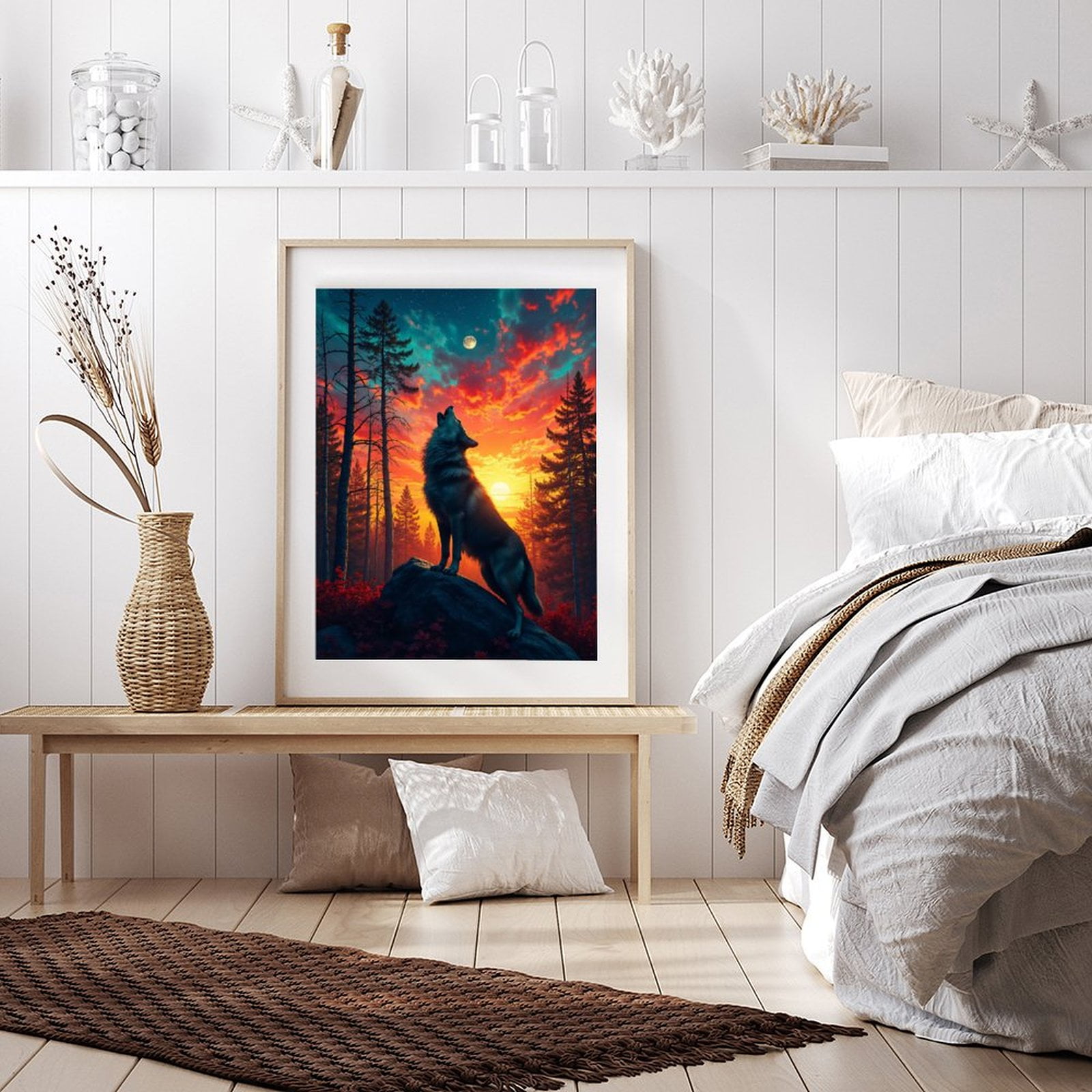 Diamond Art Kits for Adults - 5d Wolf Howling At Sunset Moon Diamond Painting for Adults, Diamond Art for Adults Beginners, Diamond Painting Kits for Adults for Home Wall Decor
