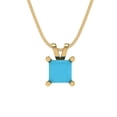 thumbnail image 3 of 3.0 ct Brilliant Princess Cut Solitaire Turquoise 14k Yellow Solid Gold Everyday Affordable Designer Necklace Pendant with 16" Chain, 3 of 6