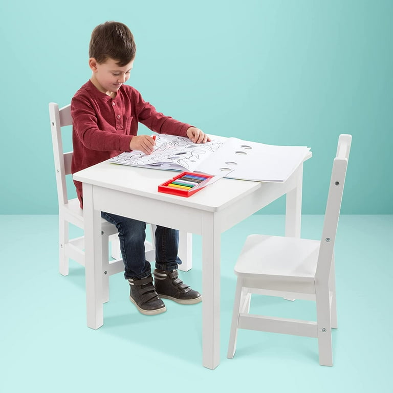 Melissa Doug Table Chairs Gray Furniture Wooden Activity Play Table And Chairs Set For Kids Walmart