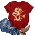 thumbnail image 2 of LYXSSBYX Tshirts Shirts for Women New Year Dragon Printed Short Sleeved Casual Loose Top Short Sleeved Round Neck Top/shirt, 2 of 6