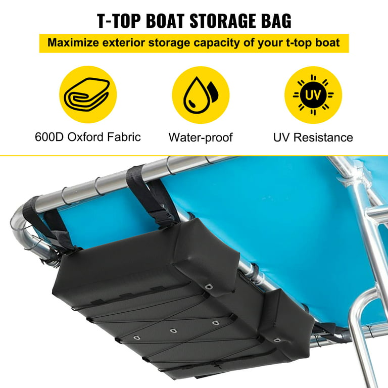 VEVOR T-Top Boat Storage Bag, for 4 Type II Life Jackets, w/ A Boat Trash Bag, 600D Oxford Fabric Life Vests Storage Bag for Most T-Top Boats, Bimini