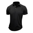 thumbnail image 2 of BLVB Men's Short Sleeve Golf Shirts Lapel Collar button up Athletic Sports Wicking Lightweight summer Tops Blouse Black, 2 of 4