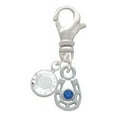 thumbnail image 2 of Delight Jewelry Silvertone Mini Horseshoe with Blue Crystal - Silvertone Clip on Charm with Clear Crystal Drop, 2 of 5