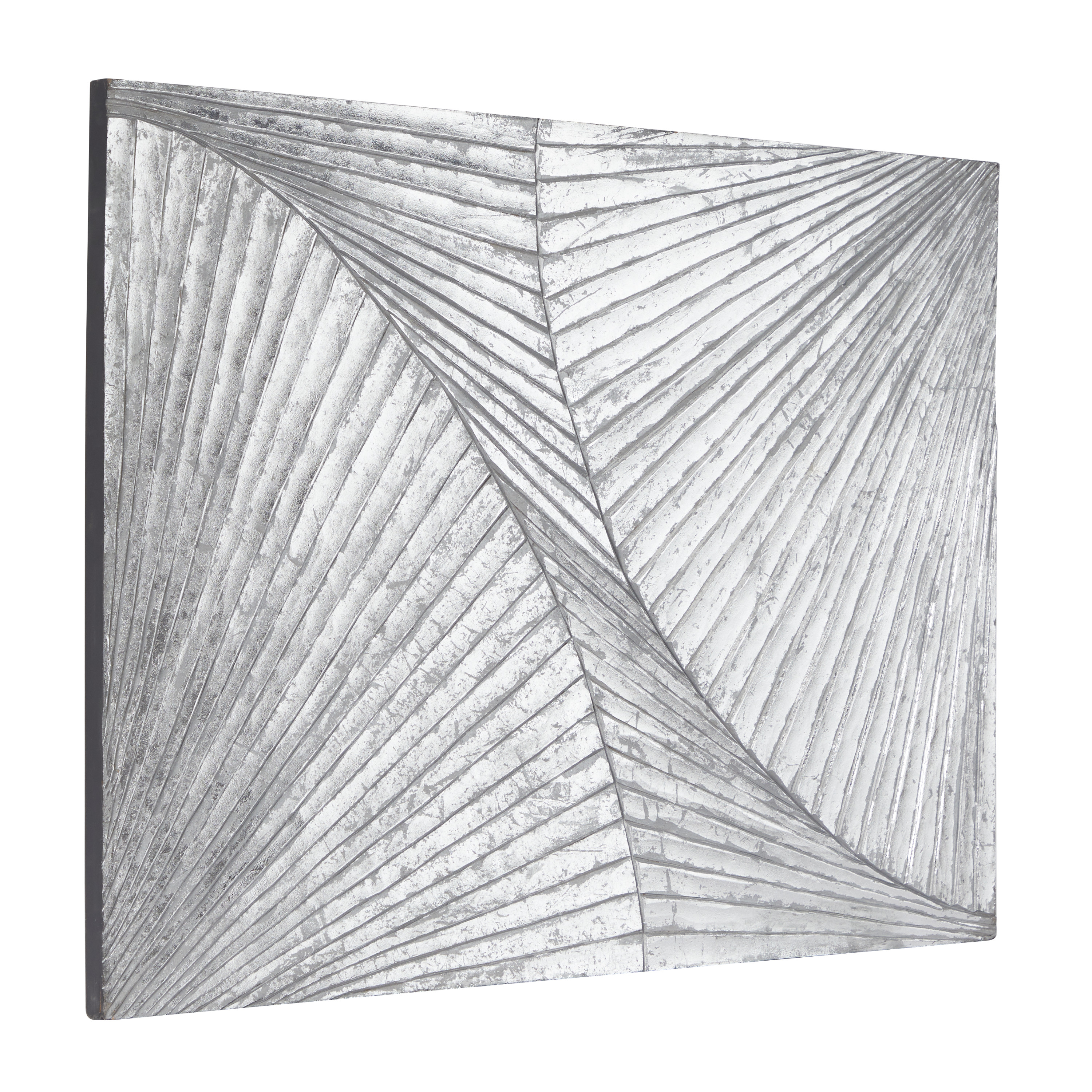 DecMode Silver Wood Carved Radial Geometric Wall Decor