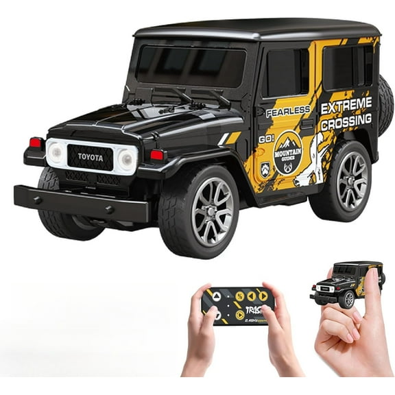 ATJIA Mini Alloy Remote Control Car with LED Lights 1:64 Scale 2.4Ghz Remote and App Control Toy Car