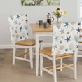 thumbnail image 5 of Oceans Animal Chair Covers Set of 2 Summer Blue Starfish Seanut Coral Seagrass Linen Texture Chair Back Covers Stretch Removable Washable Slipcovers Protector for Dining Room Kitchen Party Decor, 5 of 9