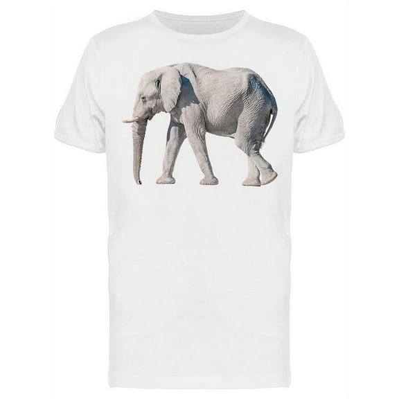 Smartprints Mens Graphic Tee - White African Elephant - Regular Fit 100% Cotton