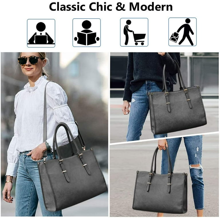 Laptop Bag For Women Laptop Tote Bag Waterproof Leather Computer Tote Bag  Business Lightweight For Office