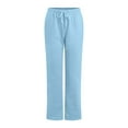 thumbnail image 6 of enyan Lightweight Sweatpants Women Womens Yoga Sweatpants Wide Leg High Waisted Lounge Pajamas Pants Comfy Workout Loose Pants with Pockets Light Blue,M, 6 of 7