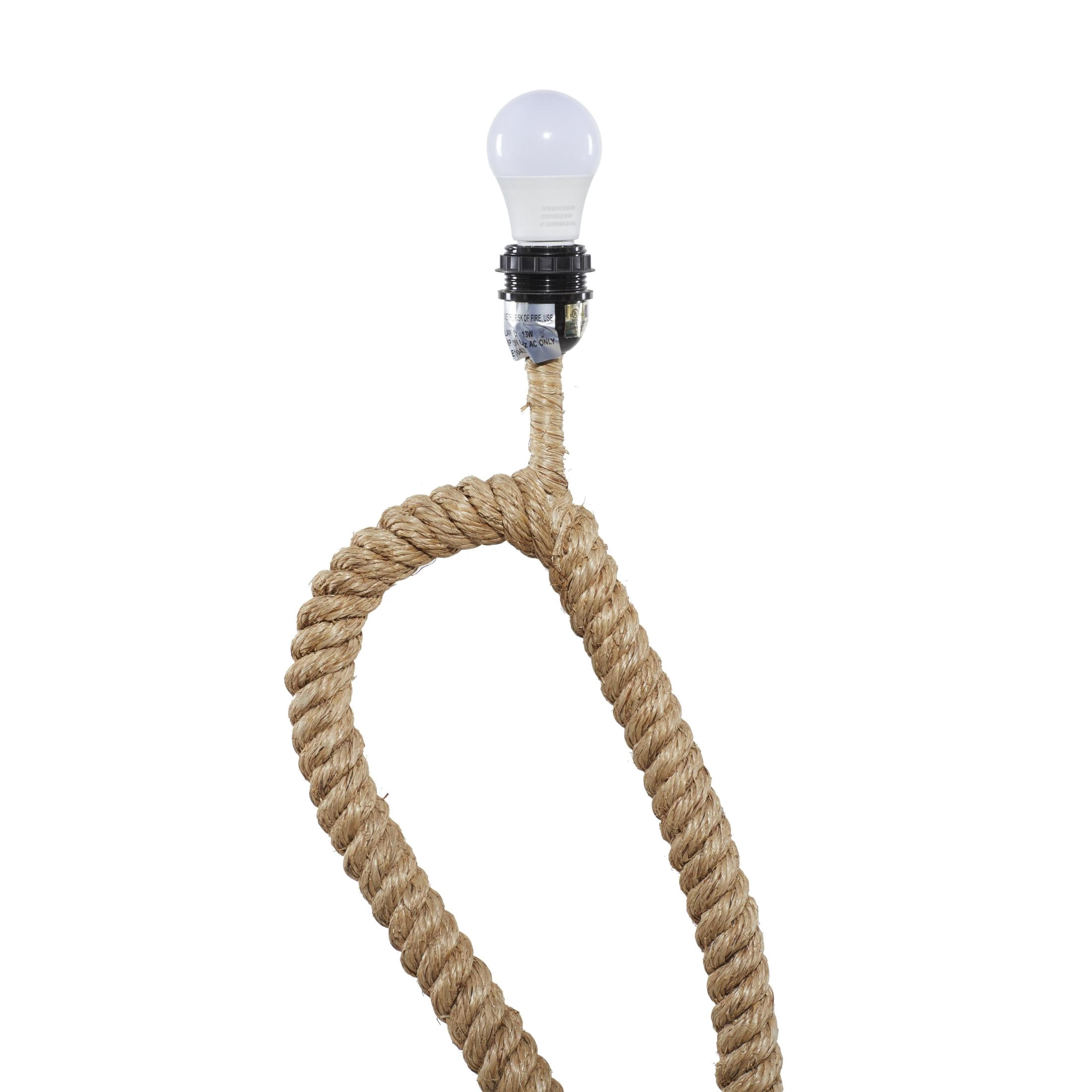 DecMode 63" Twisted Rope Brown Floor Lamp with Cream Fabric Shade
