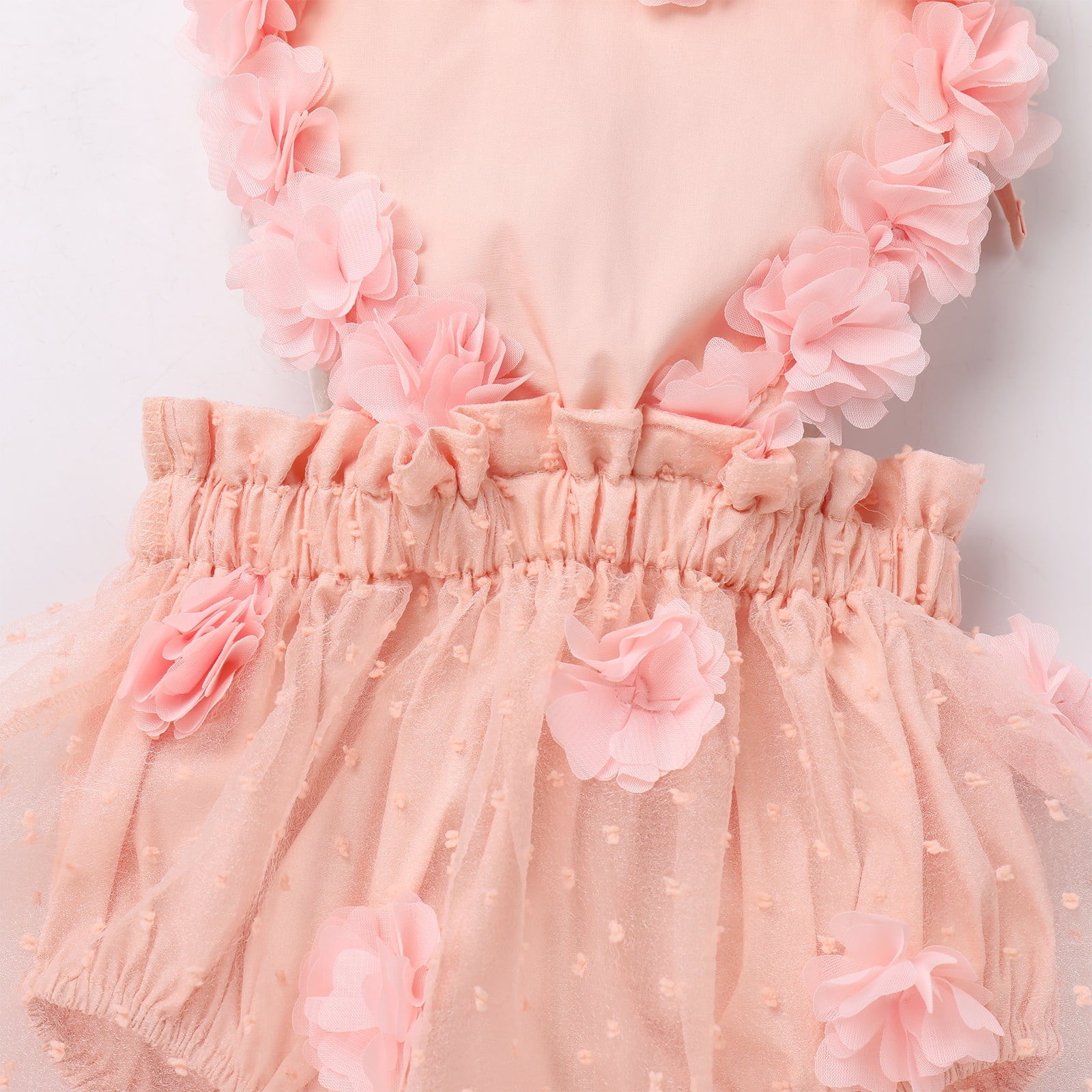 IBTOM CASTLE Baby Girl 1st Birthday Outfit Lace Tulle Romper Princess Tutu Dress Headband Shiny ONE Cake Smash Photo Shoot Clothes 12-18 Months Peach Pink Flower