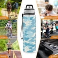 thumbnail image 7 of Blue Camouflage Pattern 1000ml Tritan Sport Bottle Straw LeakProof Food-Grade Portable Wide Handle, 7 of 7