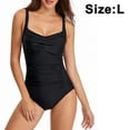 thumbnail image 1 of Women's One Piece Swimsuits Ruched Tummy Control Swimwear Back Crossover Swimming Bathing Suits Ladies Suspenders Conservative Triangle One-Piece Swimsuit, 1 of 5