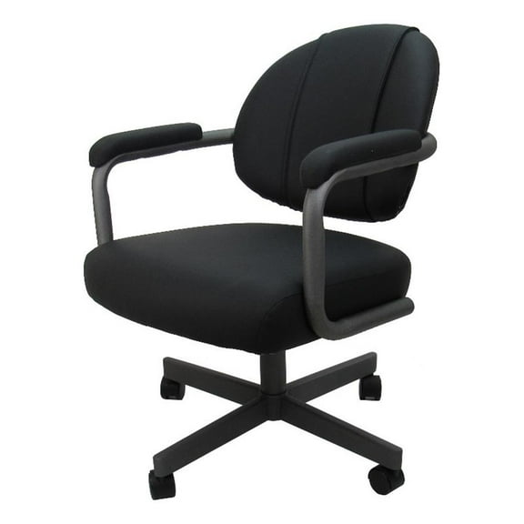 Pemberly Row Contemporary Vinyl Swivel Dining Caster Chair M-70 in Black