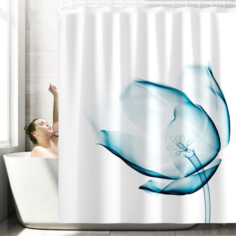 Multi-Style 4PCS Ocean Shower Curtain Set with Rugs,Bathroom Shower Curtain, Non-Slip Bathroom Mat Toilet Rug Bath Mat, Polyester Waterproof Bath Curtain 4PCS Set