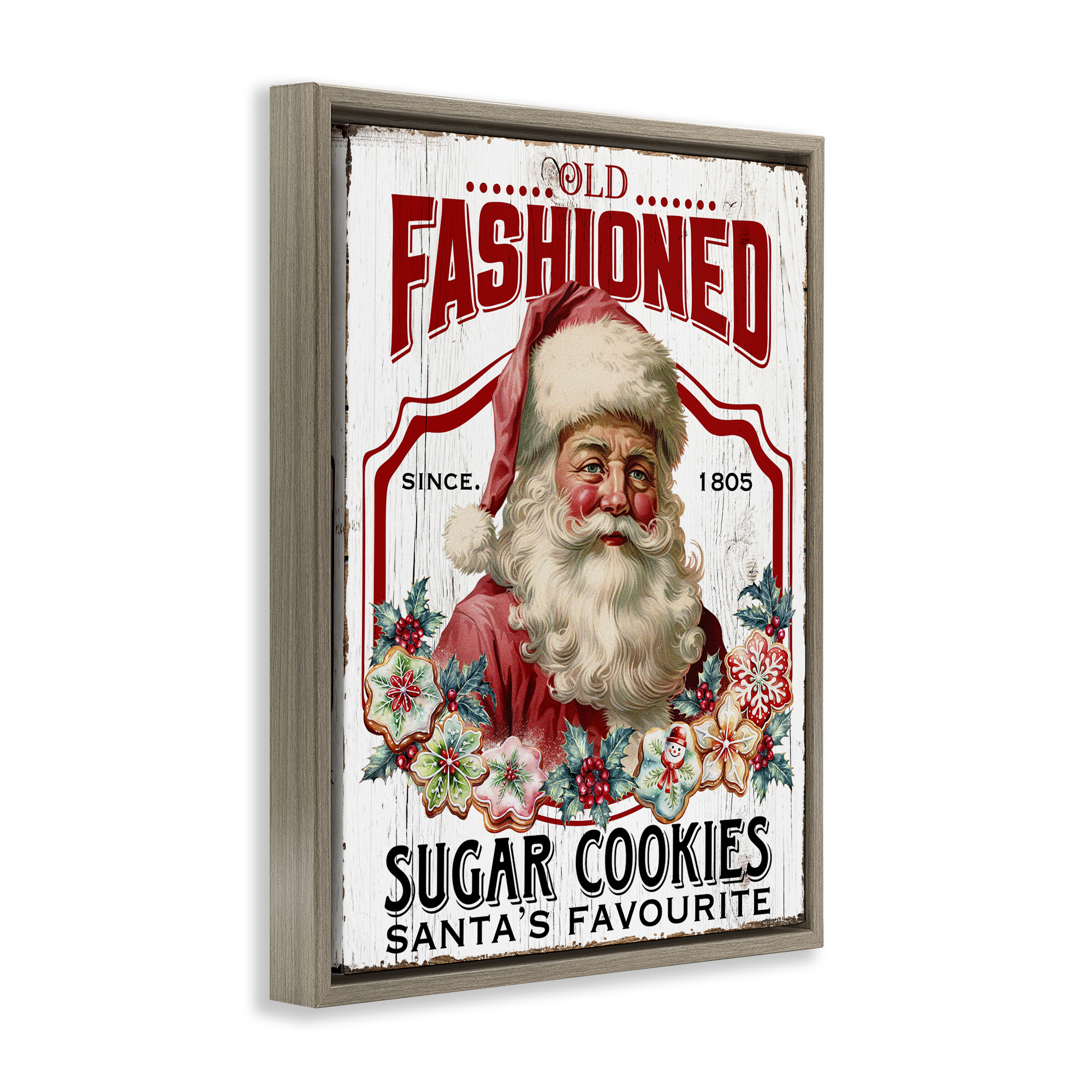 Stupell Industries Old Fashioned Cookies Holiday Painting Brown Floater Framed Canvas Art Prints Wall Art, 25 x 31