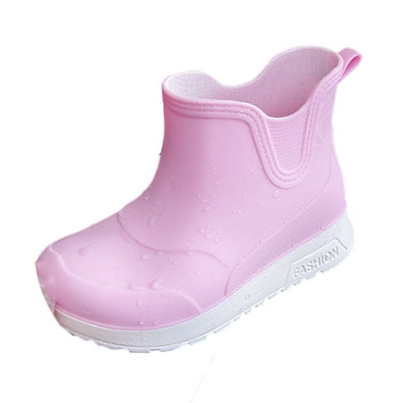 Meresysid Toddler Kids Boys Shoes Rain Boots Water Boots Children Unisex Rain Shoes Soft Rubber Boots Non Slip Pink
