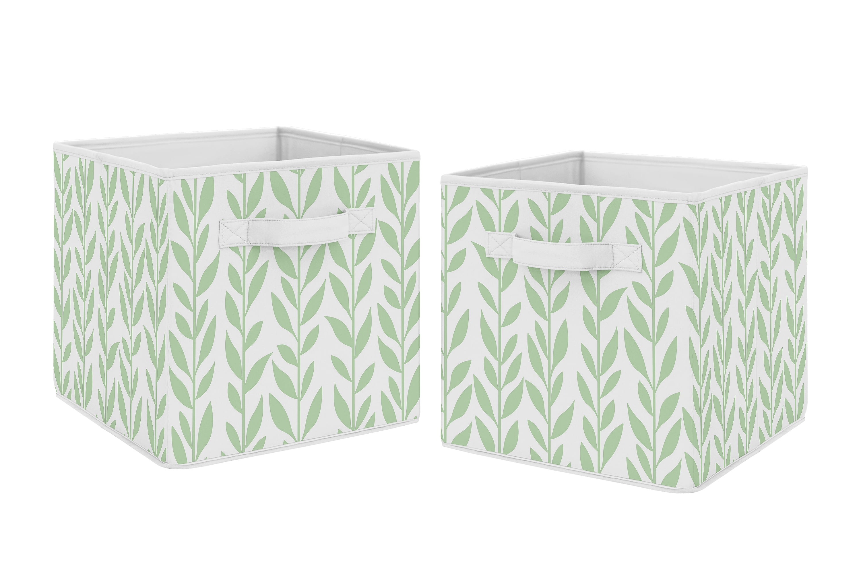Utensilo Storage Box Fabric M White Top in Beige with Green Flowers