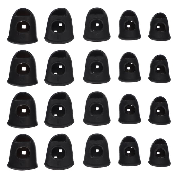 Uxcell Rubber Finger Tips Office 5 Sizes, 20 Pcs Guitar Fingertip Protector Silicone Thimbles for Hand Sewing Paper Sorting Money Counting Guitar Playing, Black