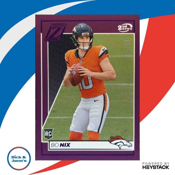 2024 Panini Zenith Bo Nix 2nd Down Purple 50/50 #109 RC Denver Broncos
