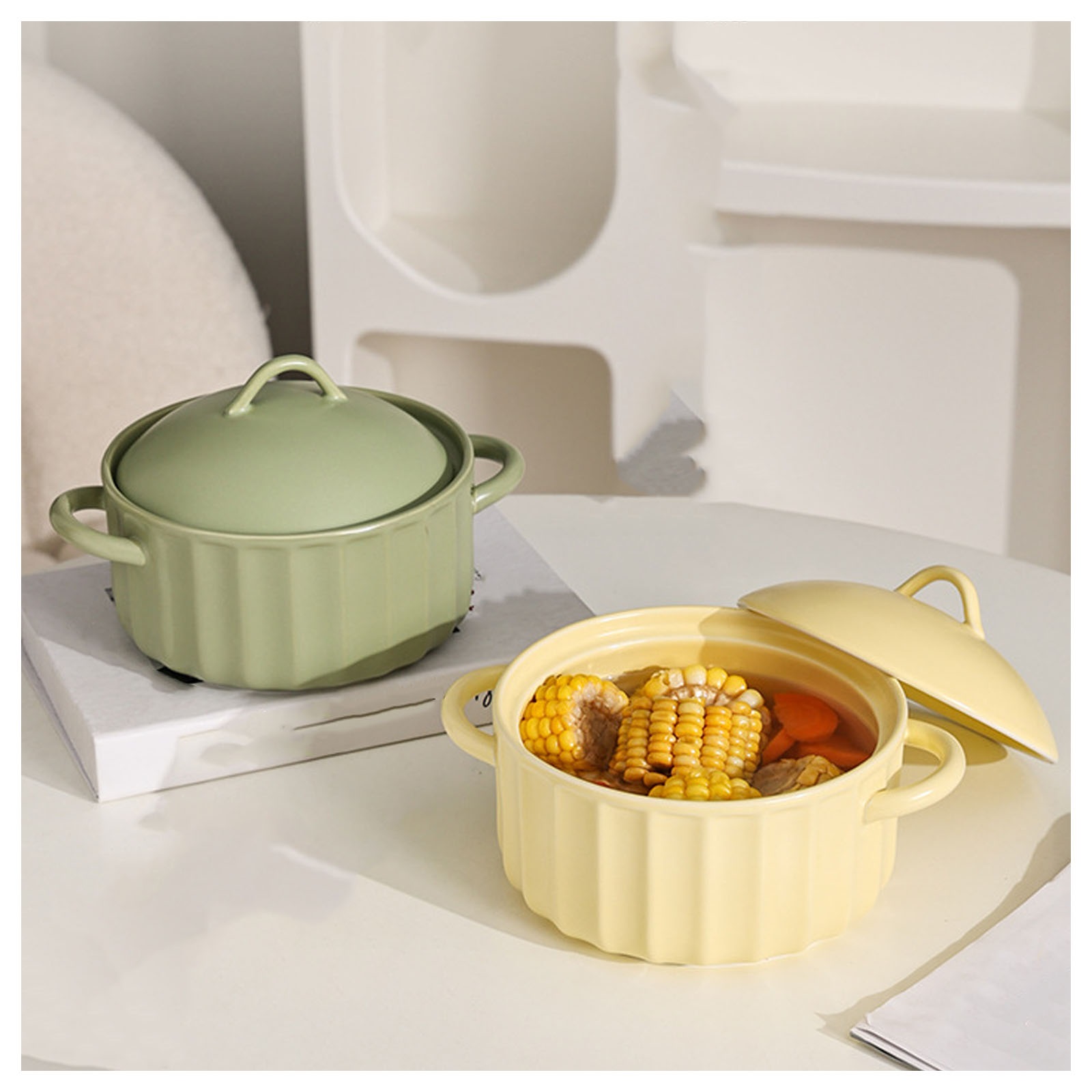 Ceramic pot with lid, soup bowls with handle, instant noodle bowl, large ramen bowl, home decoration, serving tureen, large capacity for kitchen