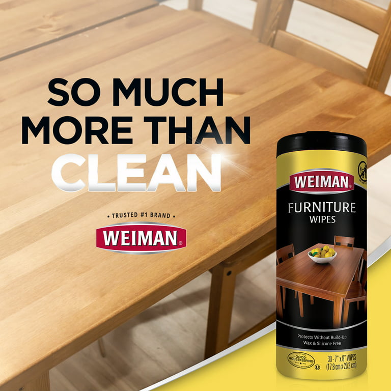 Weiman Wood Cleaner and Polish Wipes - Clean, Polish & Protect Wood  Furniture, 30 Count