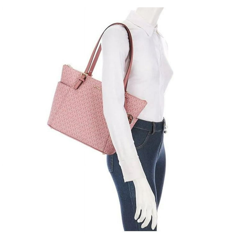 Michael Kors Women Jet Set Large Top-Zip Saffiano Leather Tote Shoulder Bag  (SOFTPINK) 