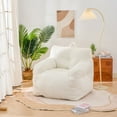thumbnail image 3 of White Plush Bean Bag Chair, High Density Memory Foam Bean Bag Chair Lazy Chair with Armrest，Teddy Bean Chair, 38.5x40x29.5 Inches, 3 of 7