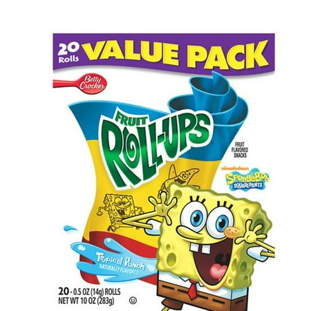 Betty Crocker Fruit Roll-Ups Sponge Bob Fruit Flavored Snacks Rolls, 10 Oz., 20 Count