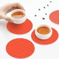 thumbnail image 7 of Pofeuu Salmon Fish Meat Print Leather Coasters Set of 6, Round Cups Mugs Mat Pad for Home Kitchen Heat Resistant Drink Coasters,Round Shape, 7 of 7