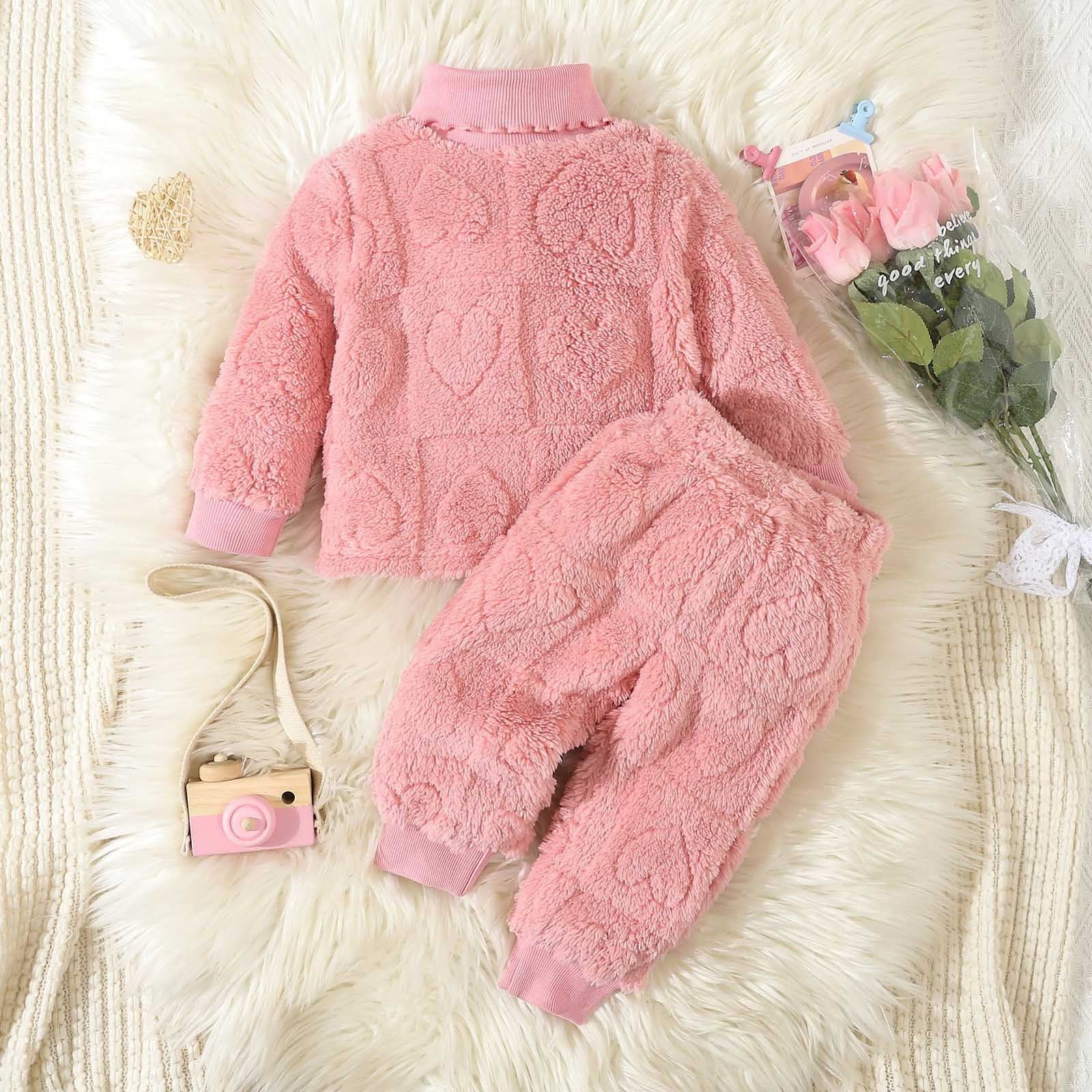 SHTXOZHI Toddler Baby Boy Girl Clothes Fleece Long Sleeve Crewneck Tops Elastic Waist Pants Winter Outfit