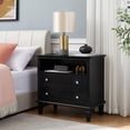 thumbnail image 2 of CQSXDA Open Space and 2 Drawers Dresser Nightstand with Charging Station, Farmhouse End Table with USB Ports and Outlets, Fluted Pilasters Design Side Table with Solid Wood Legs for Bedroom, 2 of 18