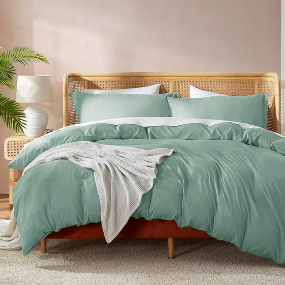 Green Duvet Cover Queen Size - Soft Double  Queen Duvet Cover Set, 3