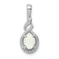 thumbnail image 1 of 925 Sterling Silver Rhodium-plated Created Opal & Diam. Pendant; for Adults and Teens; for Women and Men, 1 of 4