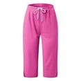 thumbnail image 3 of oqasdz Women Fashionable Solid Color Comfortable Mid Waist Calf Length Pants Trousers Slacks Relaxed Fit Female Dailywear, 3 of 4