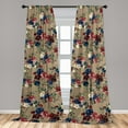 thumbnail image 4 of Ambesonne Floral Inspiration Curtains, Posy of Blooms, Pair of 28"x84", Maroon Dark Tan Navy Blue, 4 of 5