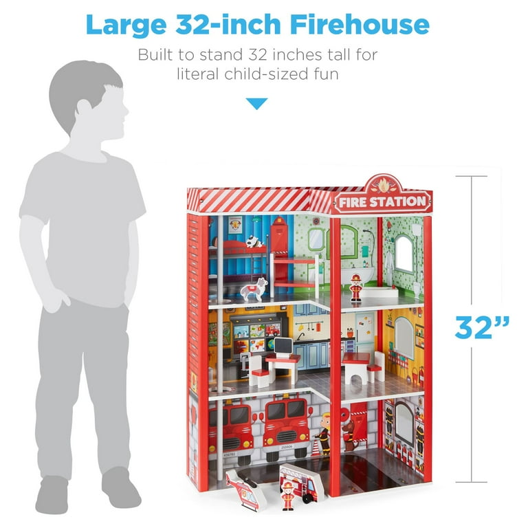 Wooden firehouse cheap toy
