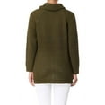 thumbnail image 5 of YEMAK Women's Cowl Neck High Low Hem Side Slit Pop-Corn Knit Casual Loose Oversized Tunic Sweater MK3650-BUR-S-BD, 5 of 5
