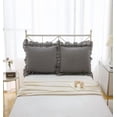 thumbnail image 5 of Black White Plaid Square Pillow Shams with Ruffles Checkered Pillowcases Gingham Pillow Cases Washed Cotton Farmhouse Cottage Pillow Covers for Bed/Sofa(18X18inches,Black/White Plaid) 2 Pack, 5 of 9
