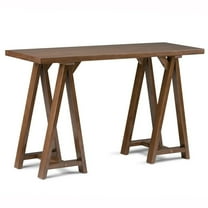 Simpli Home Sawhorse Console Table in Distressed Gray