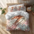 thumbnail image 2 of Brown Sea Turtles Twin Size Comforter Set, Summer Ocean Red Marine Life Corals Shells Bedding for All Seasons, 4 Pcs Bed Set, 1 Quiltcover (68"x86") ,1Sheet(67"x116"), 2Pillowcases (30"x20"), 2 of 12