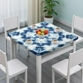 thumbnail image 3 of Blue White Tie Dye Mandala Pattern Square Fitted Tablecloth with Elastic Edge,Square Table Cover,Washable Elastic Table Cover for Home Kitchen Party Decor 36"x36", 3 of 6