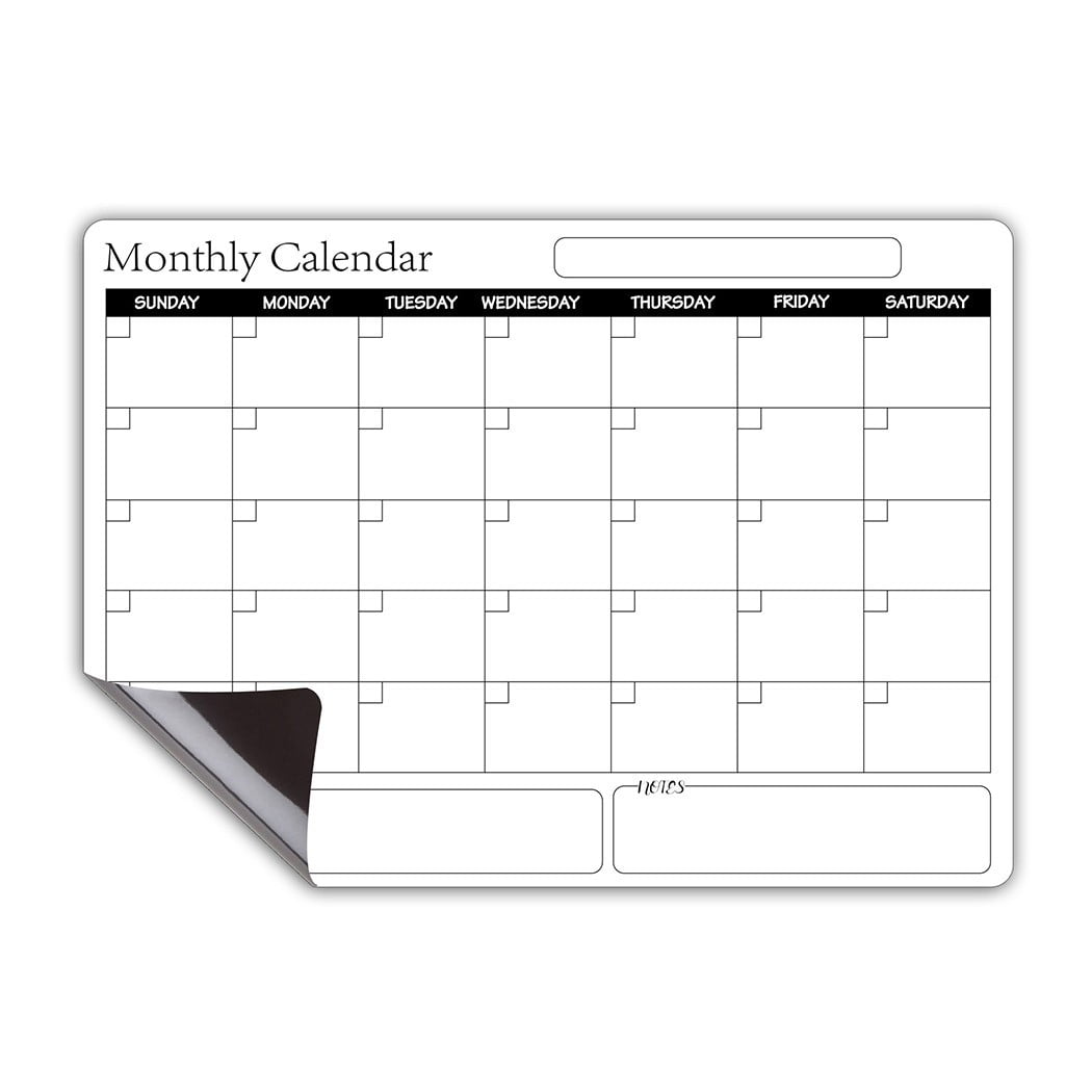 YaFex-goods Magnetic Monthly Dry Erase Whiteboard A3, 12' x 17', White MDF Frame Calendar Refrigerator Magnet Message Board