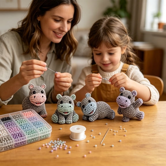Tiny 3D Beaded Animal DIY Kit, Easy DIY Beading Embroidery Kit, Bead Embroidery Kits, 3D Animal Themed Beadwork Kits for Beginners & Craft Enthusiasts, with Instructions