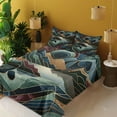 thumbnail image 2 of Ambesonne Lake Fitted & Top Sheet Set with Shams, Fibonacci Details Mountains, Raspberry Pale Teal Blue, 2 of 5