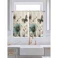 thumbnail image 2 of Turquoise Tulip Tier Curtains 45 Inches Long, Spring Vintage Botanical Butterfly Floral Window Treatment Curtain Drapes, Small Curtain Drapes for Bathroom Laundry Room, 27.5"x45", 2 Panels, 2 of 7